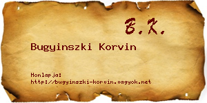 Bugyinszki Korvin névjegykártya